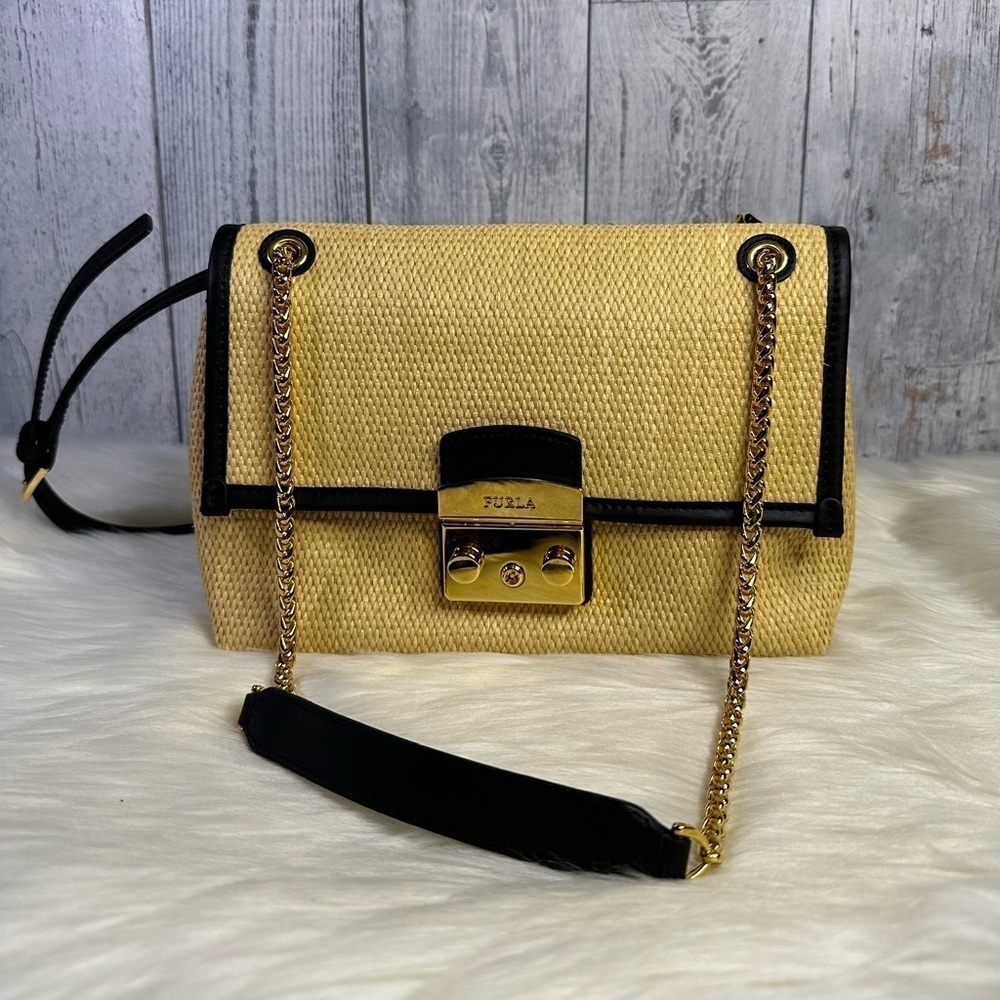 FURLA raffia nuvoli mini crossbody bag